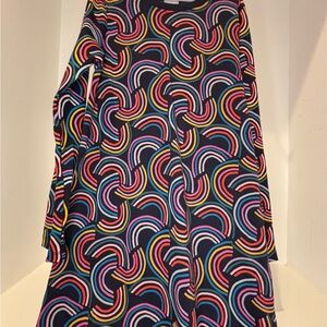 Hanna Andersson Blue and Orange Asymmetrical A-line Midi Dress